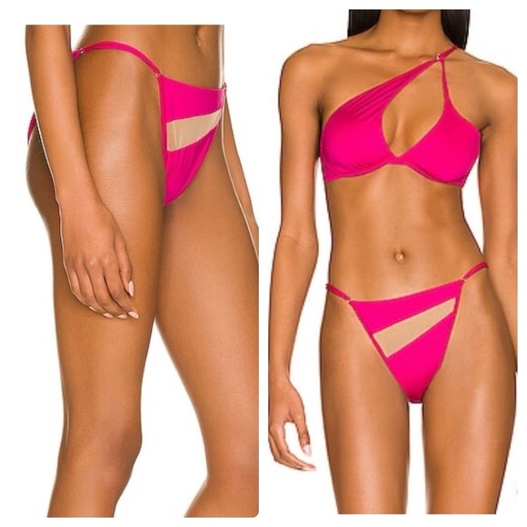 Monica Hansen | Money Maker Strappy Mesh Panel Bikini Bottom Pink Panther | M - Picture 4 of 16